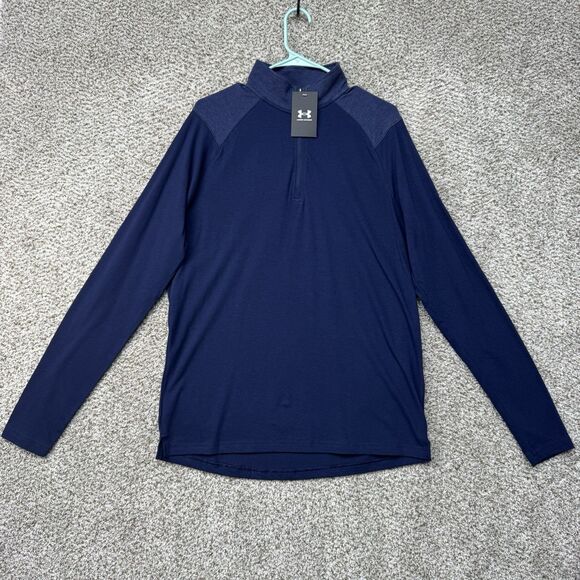 Under Armour 1/4 Zip Fleece Shirt Men's Medium Blue Lightweight Pullover New - Picture 1 of 16